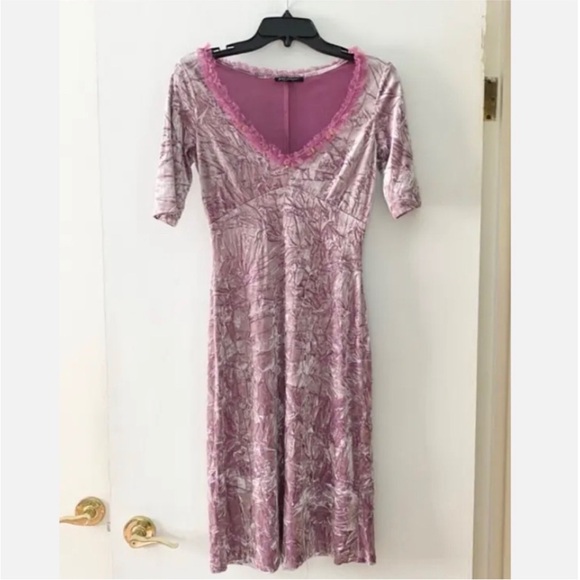 RARE  pink velvet Vintage Betsey Johnson dress with mesh - Picture 4 of 11